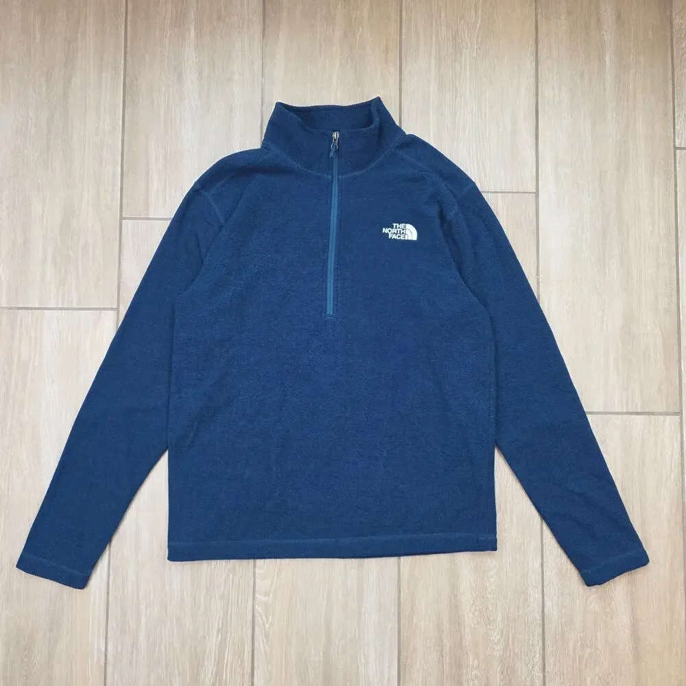 The North Face F21 Textured 1/4 Zip Fleece Pullover Mens Medium Blue Jacket